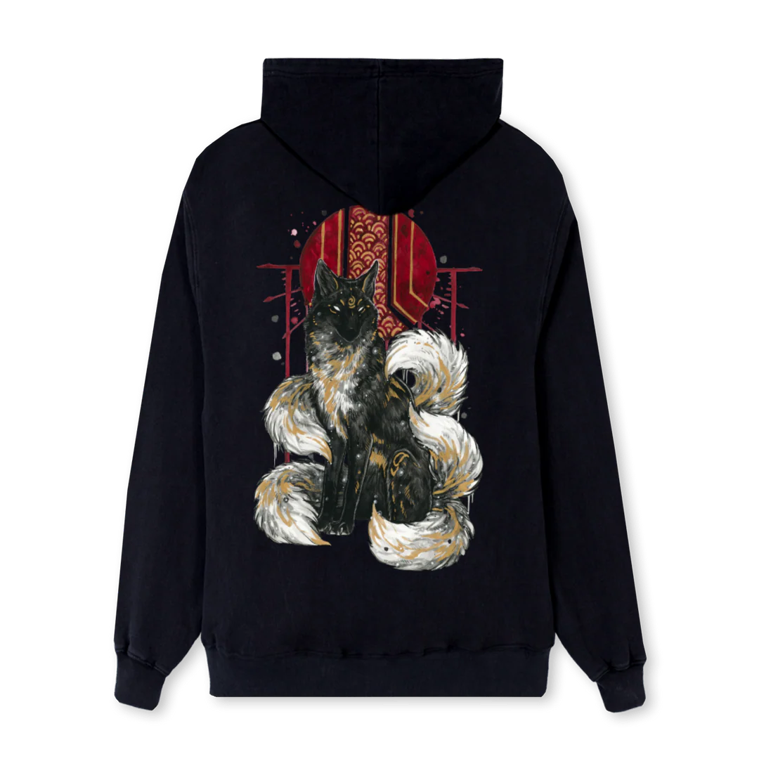 KITSUNE 1 Black Regular Hoodie.