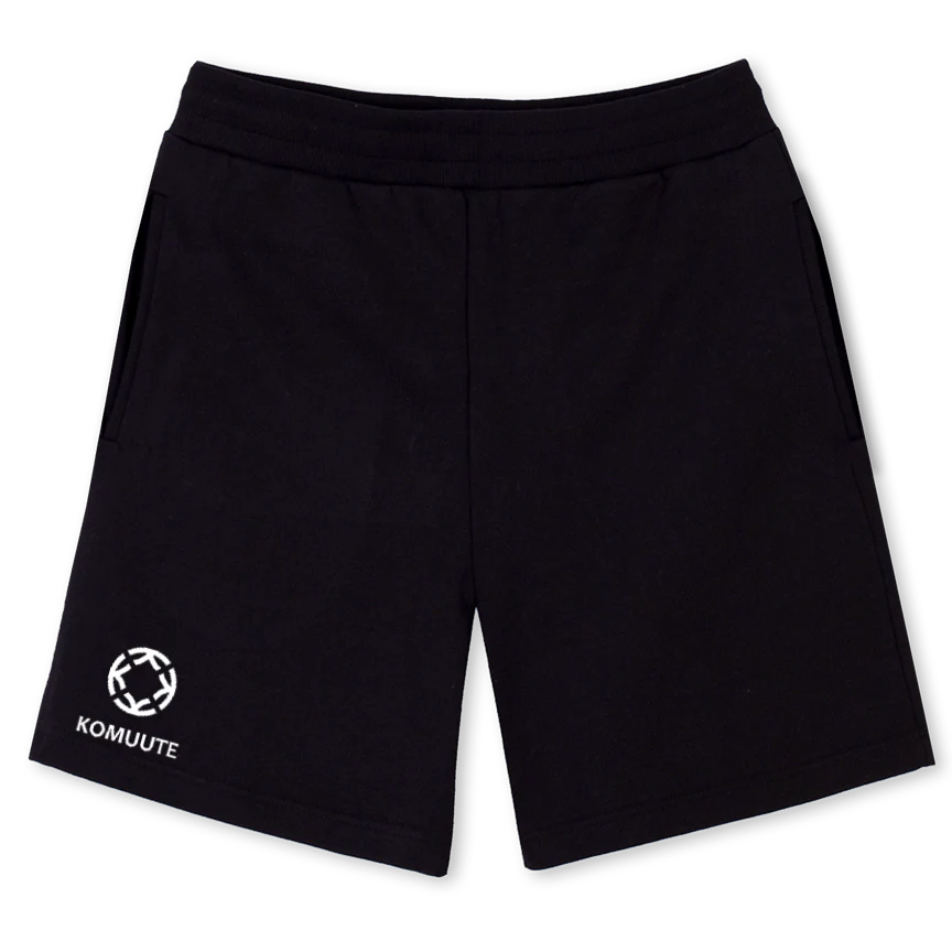 KOMUUTE_1  Black Relaxed Sweatshorts.
