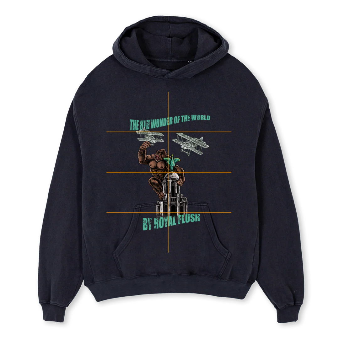 KONG LIVERBUILDINGS Vintage Black Oversized Hoodie.