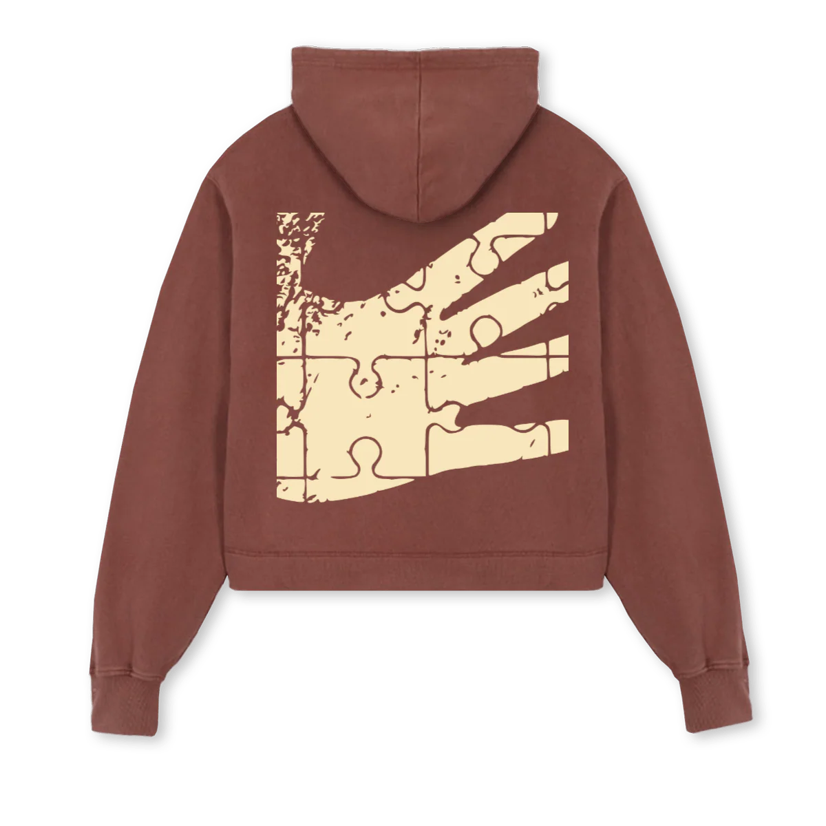 LADIESFAVE Vintage Brown Cropped Hoodie. - Image 2