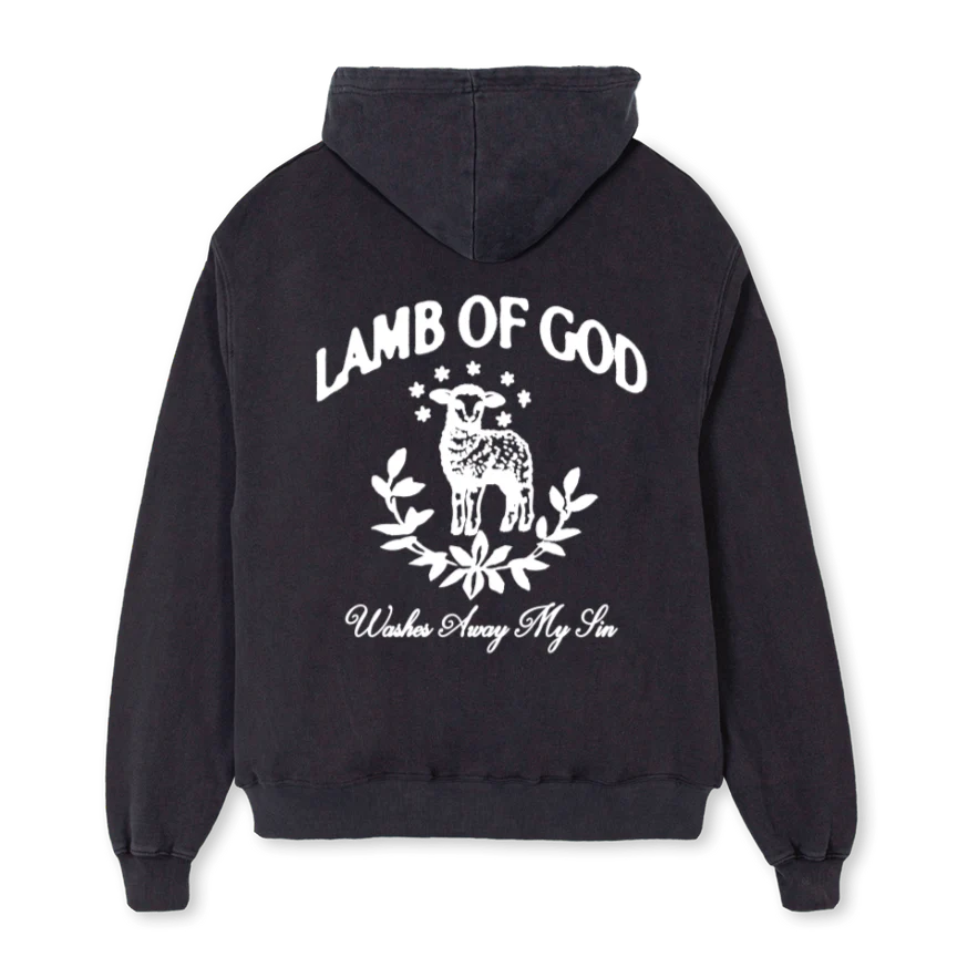 LAMBZIP Vintage Black Oversized Zipped Hoodie. - Image 2