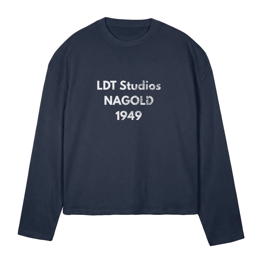 LDTSTUDIOSBLUELS_N Navy Blue Oversized Boxy LS Tee.
