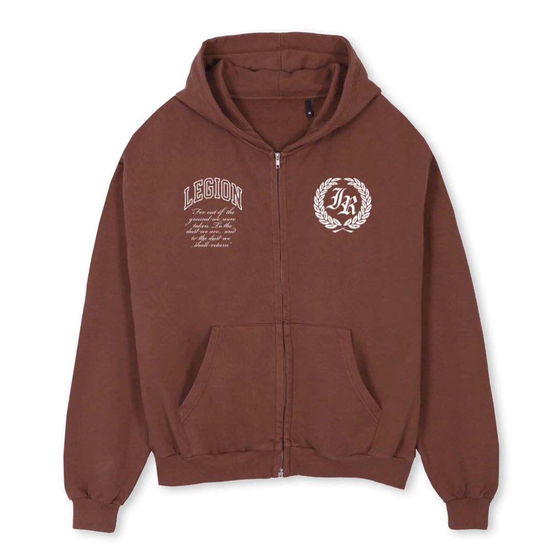 LEGION Vintage Brown Oversized Zipped Hoodie.