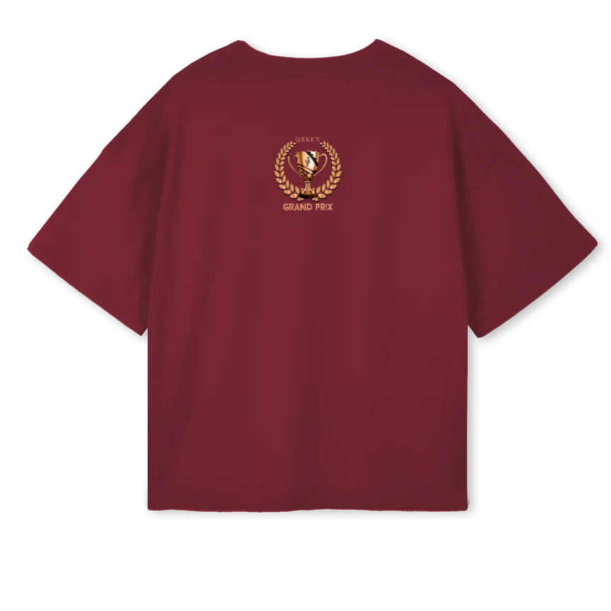LET HER DRIFT  Burgundy Oversized Boxy Tee. - Image 2