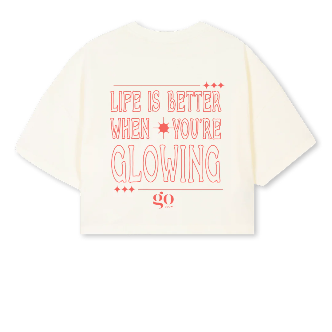 LIBMAIN Cream Cropped Oversized Tee. - Image 2