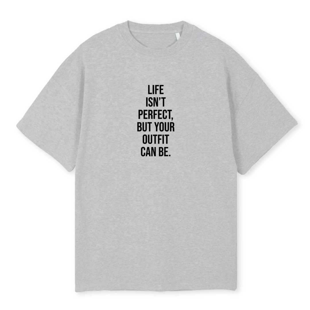 LIFEEEE Light Grey Marl Oversized Tee.