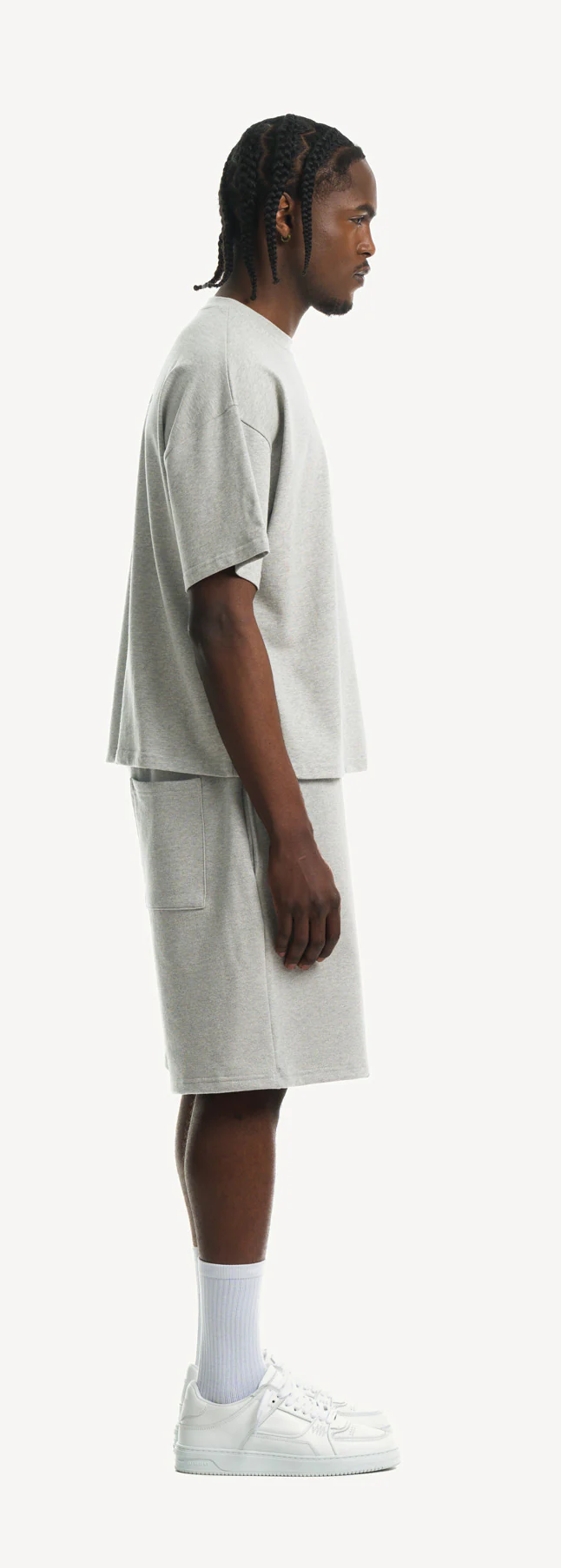 Light Grey Marl Relaxed Sweatshorts. - Image 4