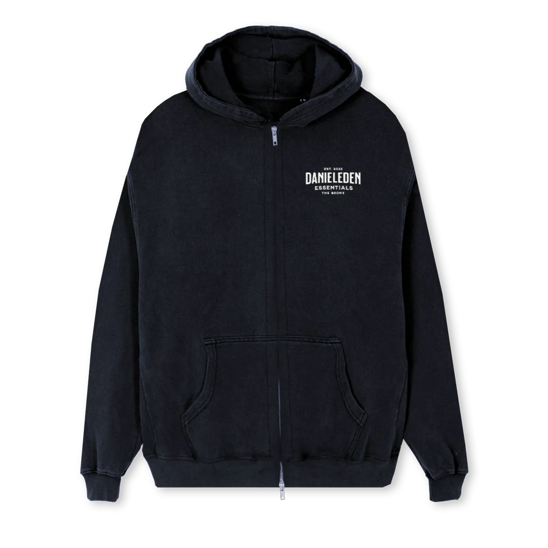 LION Vintage Black Regular Zipped Hoodie.