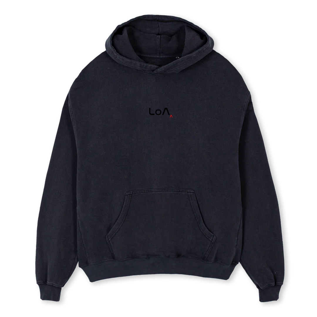 LOAHOODIE Vintage Black Oversized Hoodie.