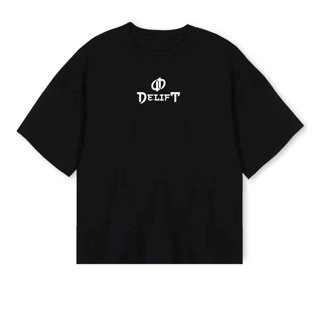 LOGOCENTFRONTGV Black Oversized Boxy Tee.