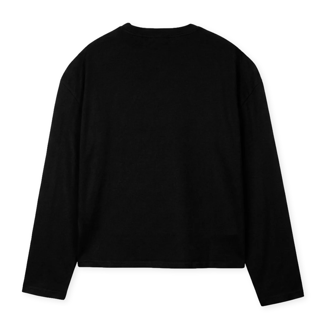 LOGOBLURWHITE_B Black Oversized Boxy LS Tee. - Image 2