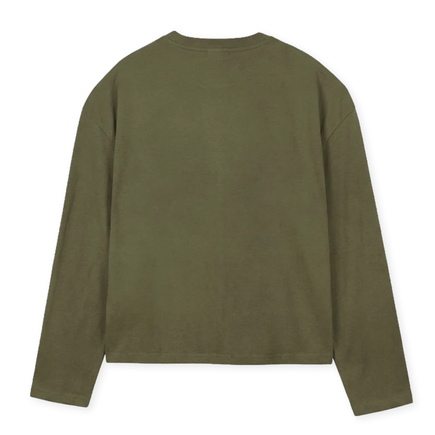 LONGZEBRA Vintage Olive Oversized Boxy LS Tee. - Image 2