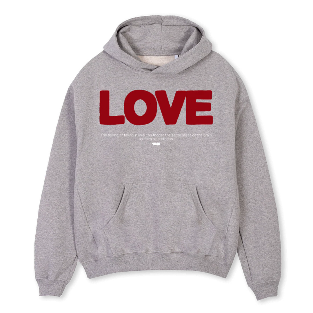 LOVE Grey Marl Oversized Hoodie.