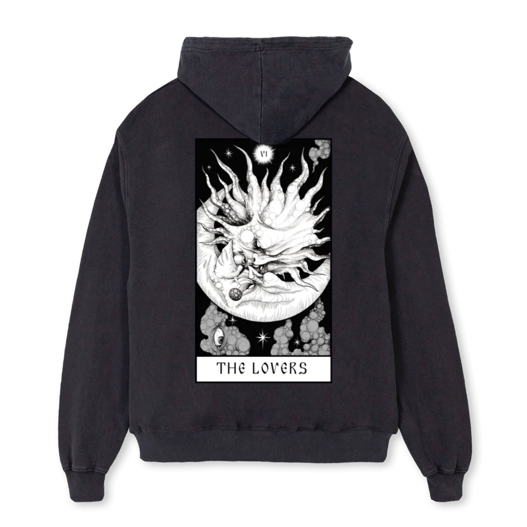 LOVERSZIP Vintage Black Oversized Zipped Hoodie. - Image 2