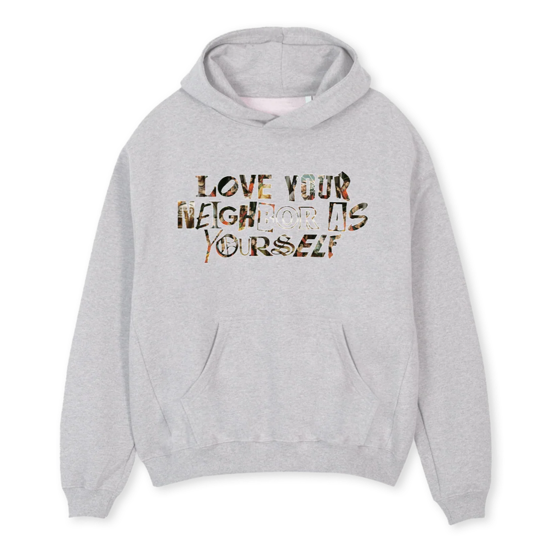 LOVEYOURNEIGHBOR Light Grey Marl Oversized Hoodie.