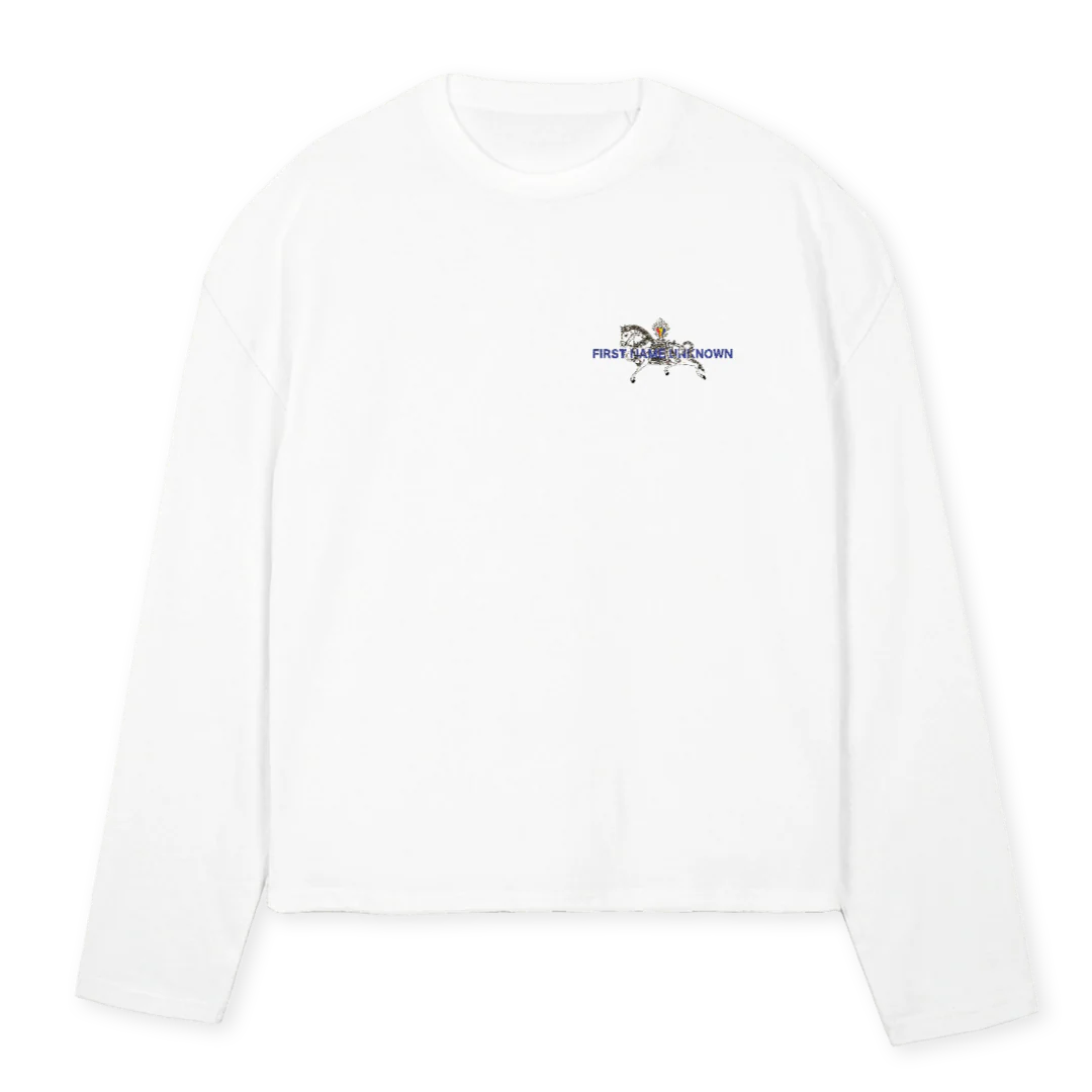 LUNGTATWO White Oversized Boxy LS Tee.