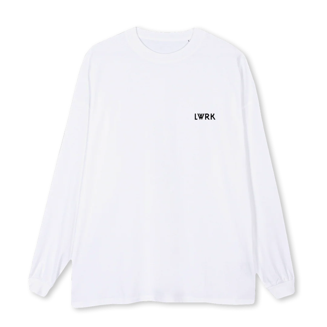 LWRK LANGUAGES White Oversized LS Tee.