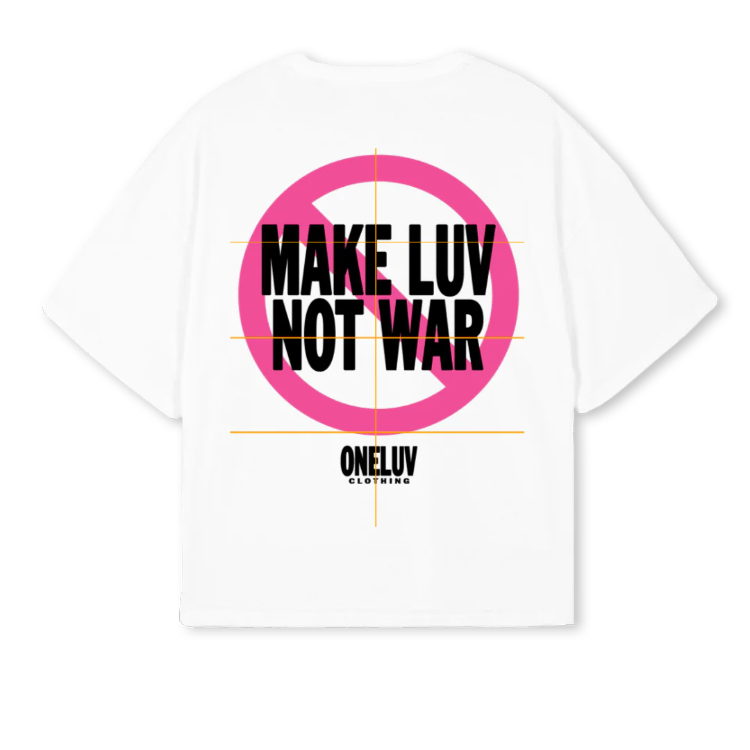 MAKE LUV NOT WAR White Oversized Boxy Tee. - Image 2