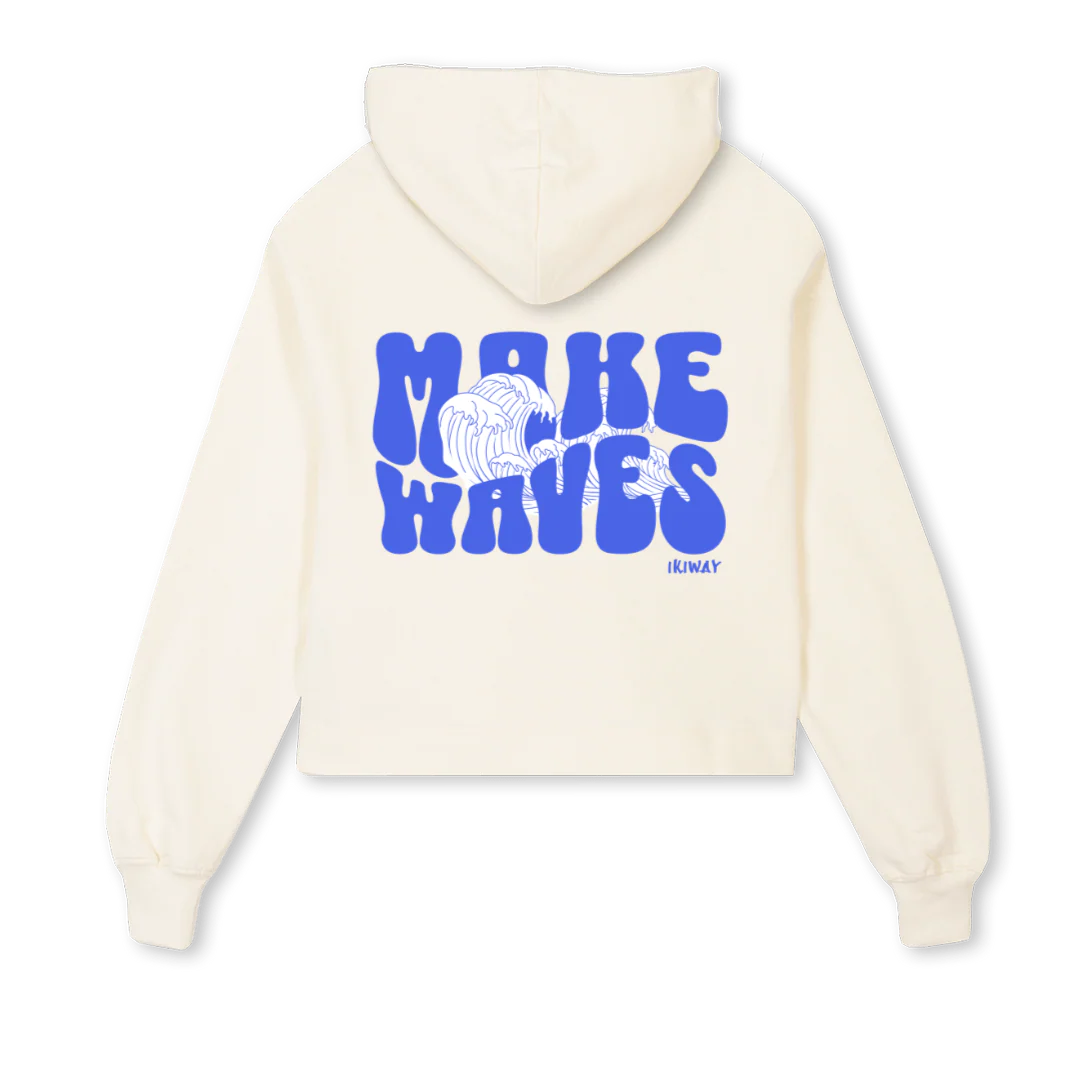 MAKE WAVES  Cream Cropped Hoodie. - Image 2