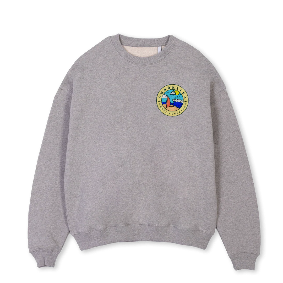 MAKENMERKKA Grey Marl Oversized Crewneck Sweater.