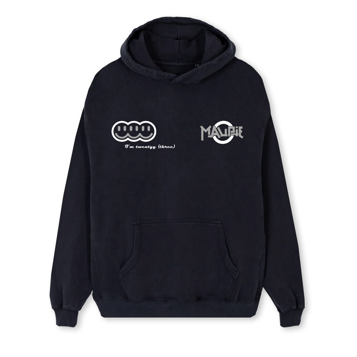 MAUPIE Vintage Black Regular Hoodie.