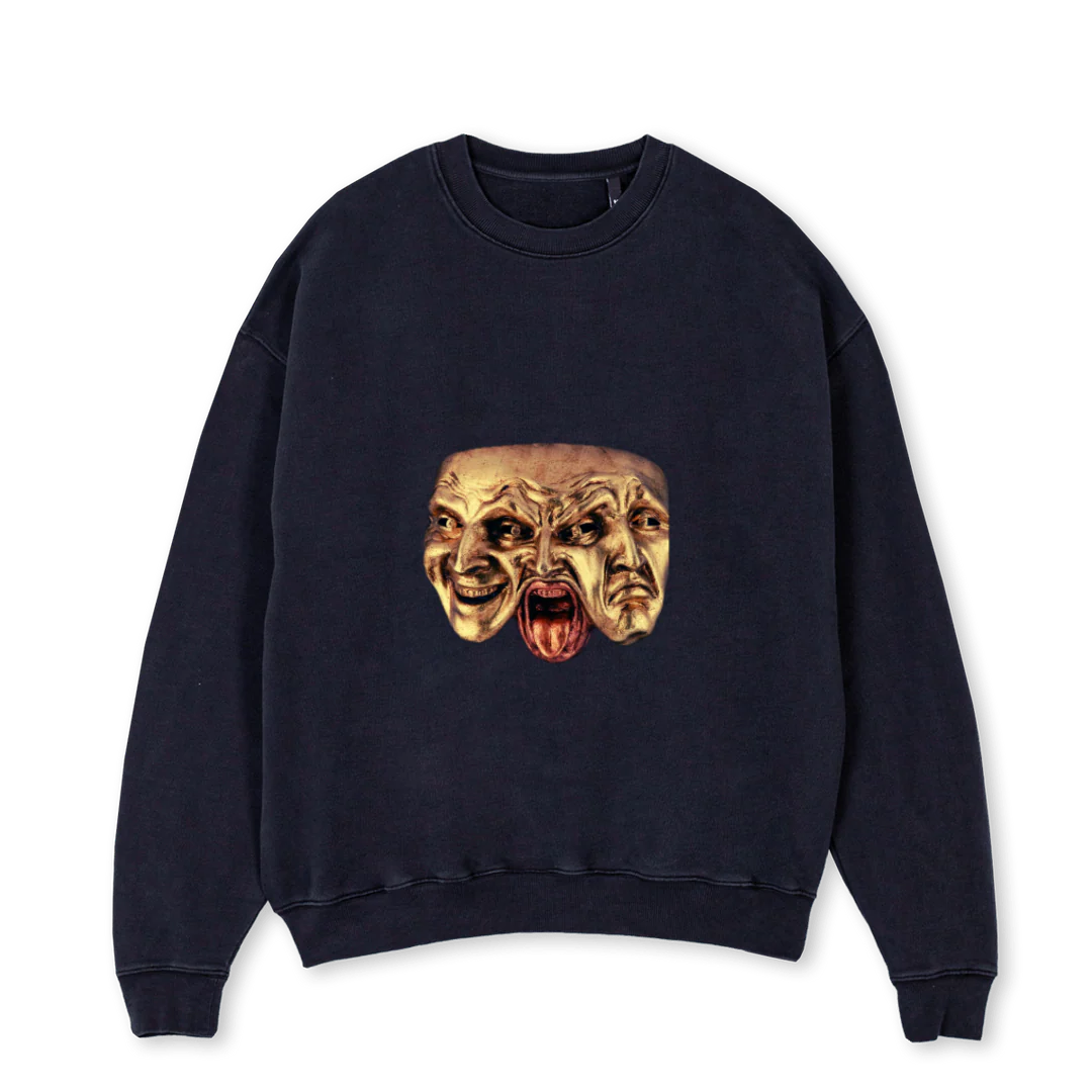 MBMSS Vintage Black Oversized Crewneck Sweater.