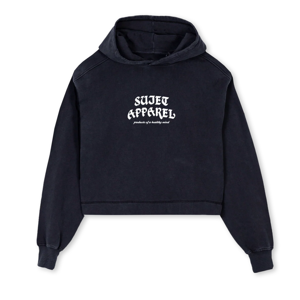 MHCROPED Vintage Black Cropped Hoodie.