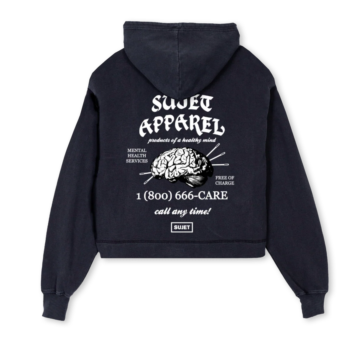 MHCROPED Vintage Black Cropped Hoodie. - Image 2