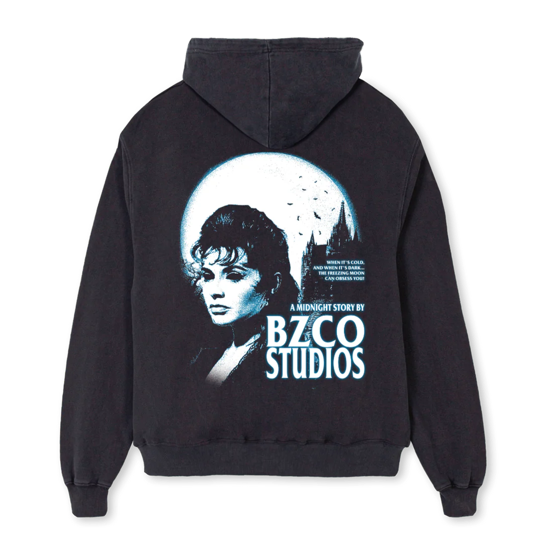 MIDNIGHT JACKET Vintage Black Oversized Zipped Hoodie. - Image 2