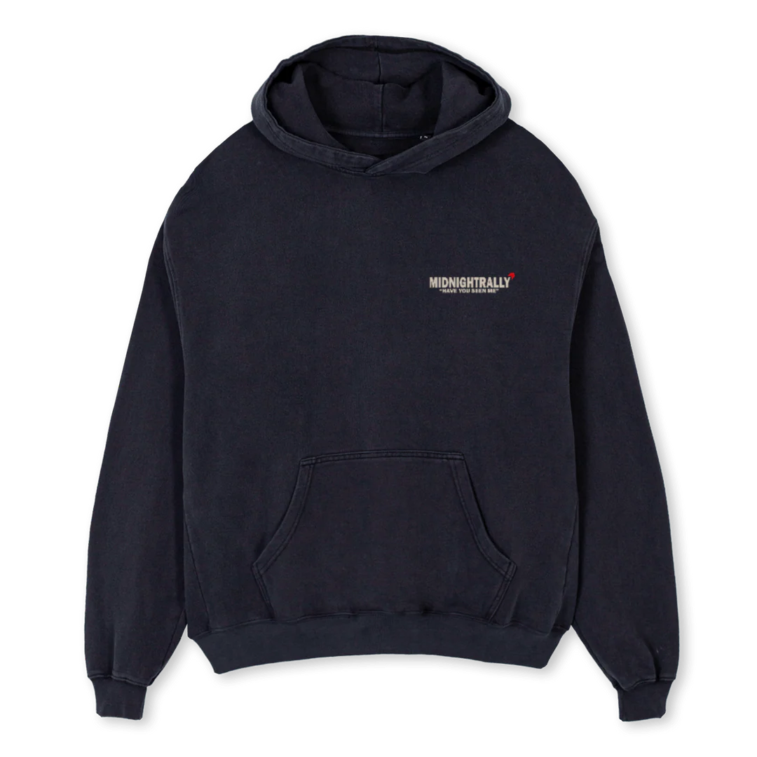 MIDNIGHTRALLY Vintage Black Oversized Hoodie.