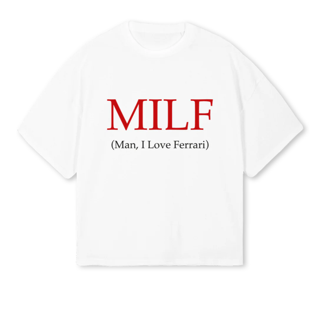 MILF White Oversized Boxy Tee.