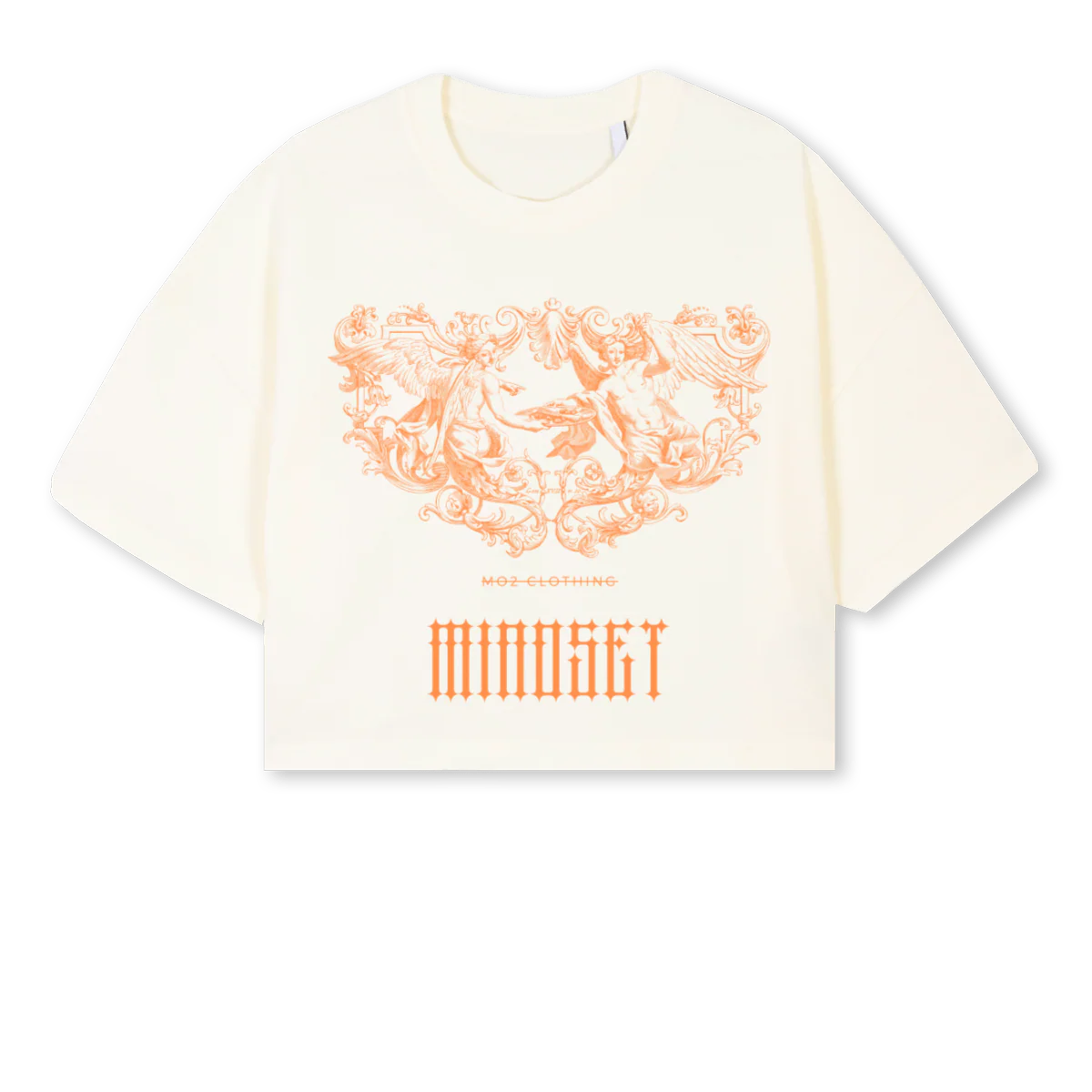 MINDSETGIRL Cream Cropped Oversized Tee.