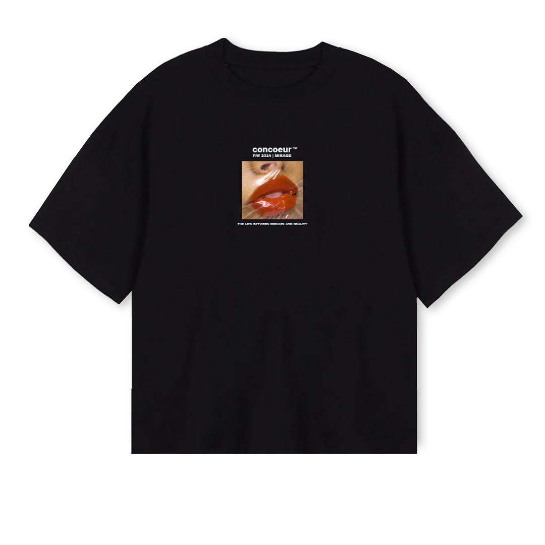 MIRAGESHIRTBLACK Black Oversized Boxy Tee.
