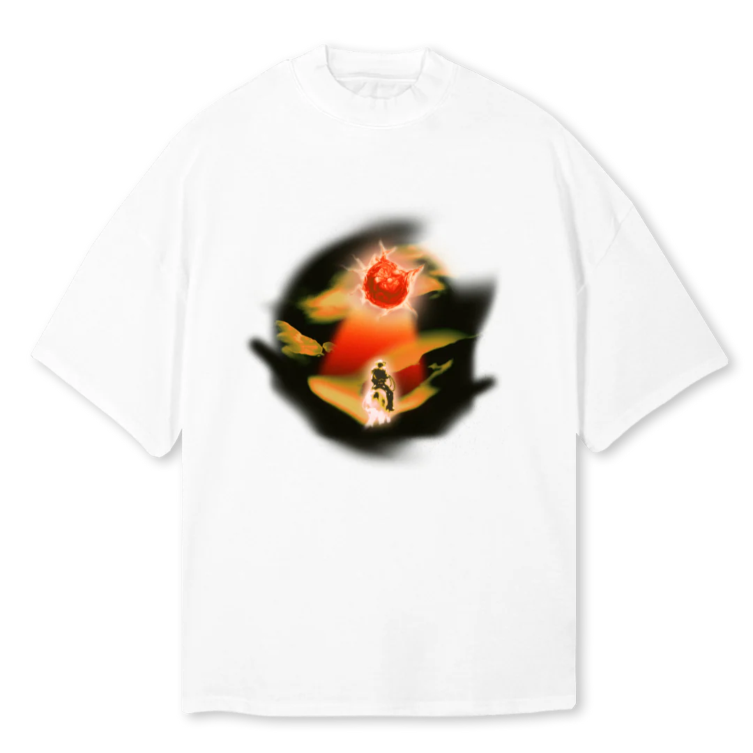 MOCKNECK REDCB White Oversized Mock Neck Tee.