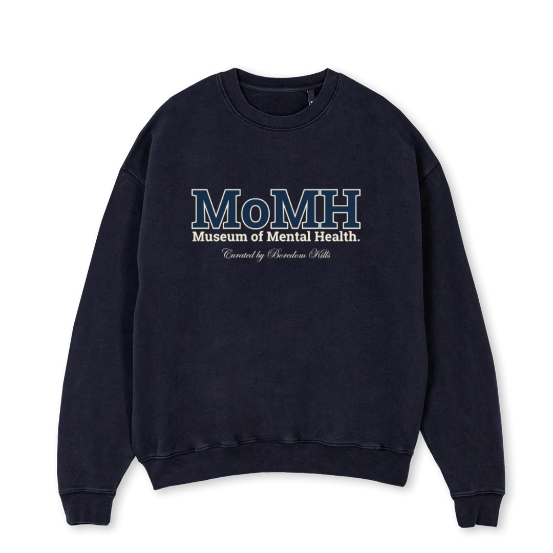 MOMH Vintage Black Oversized Crewneck Sweater.
