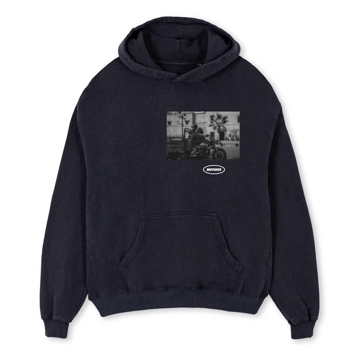 MOTIVUS PHOTO Vintage Black Oversized Hoodie.