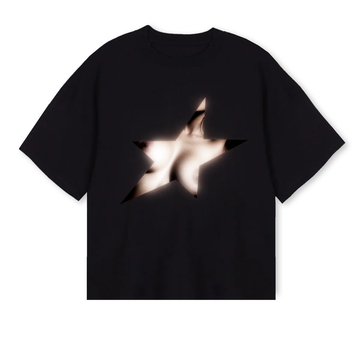 NAKEDSTAR Black Oversized Boxy Tee.