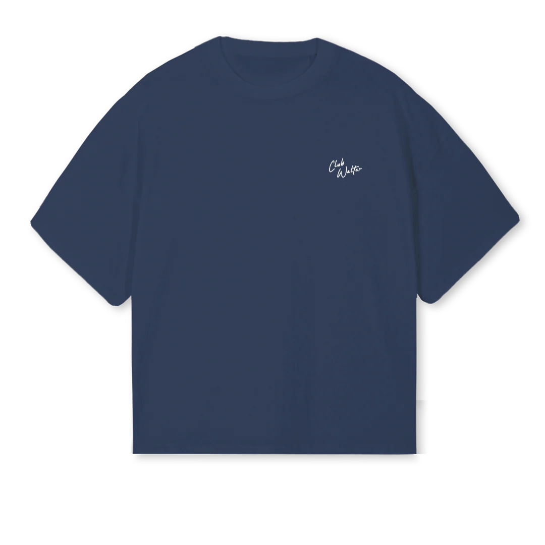 NAVWHT GRAPHIC Navy Blue Oversized Boxy Tee.