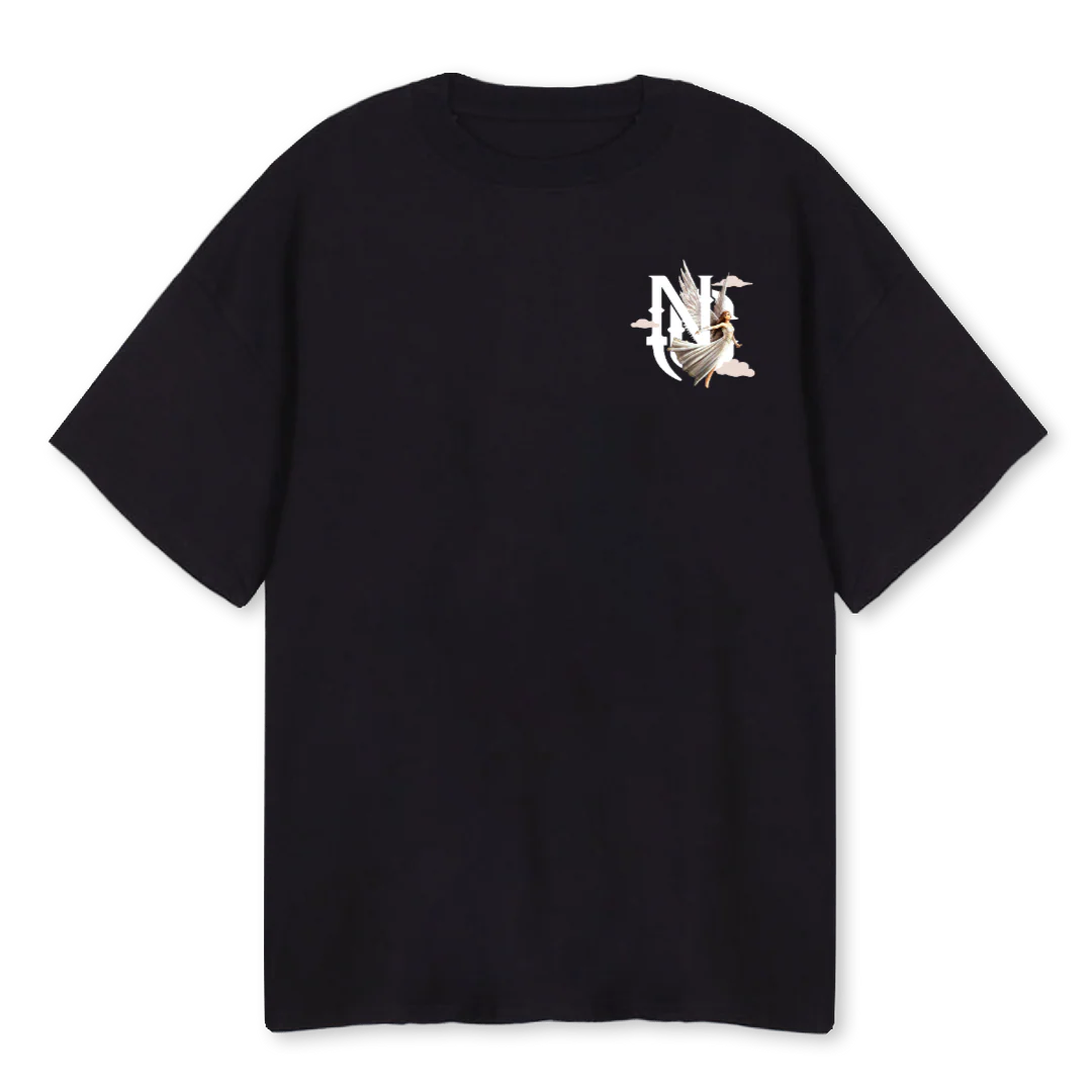 NCANGELBLACK Black Oversized Tee.