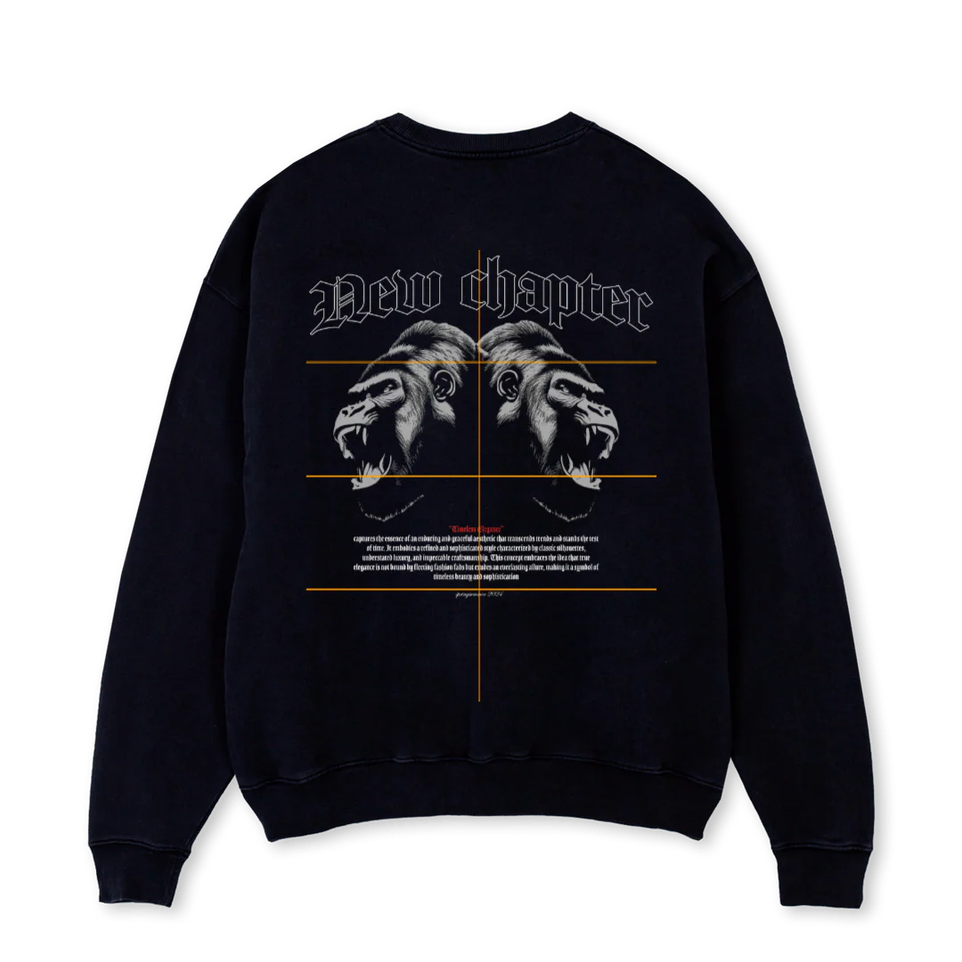NCMONK  Black Oversized Crewneck Sweater. - Image 2