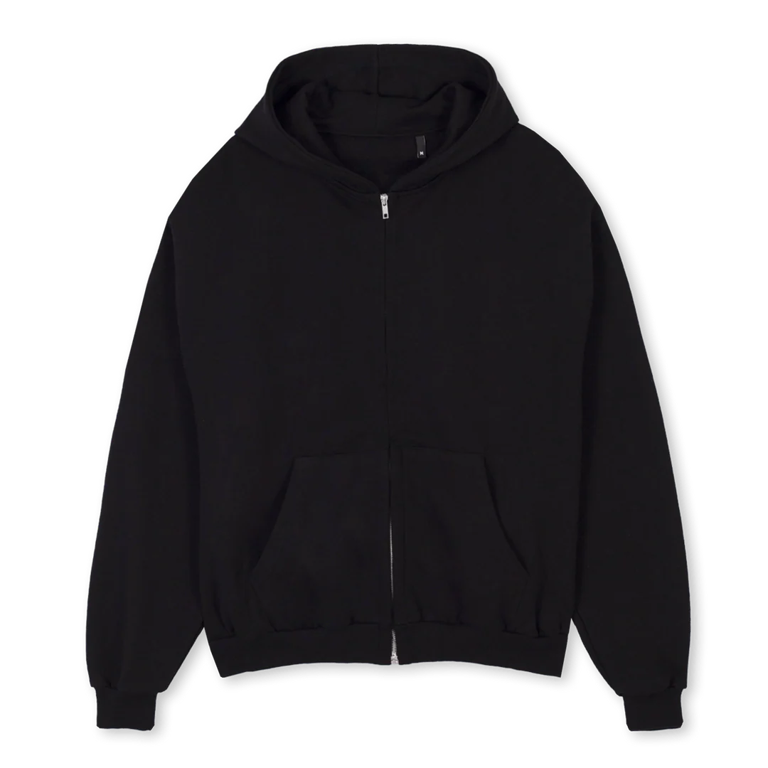 NCOCEAN Black Oversized Zipped Hoodie.