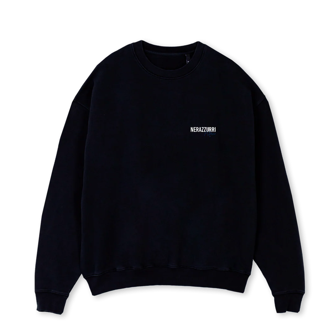 NERAZZURRISWEATERONE Black Oversized Crewneck Sweater.