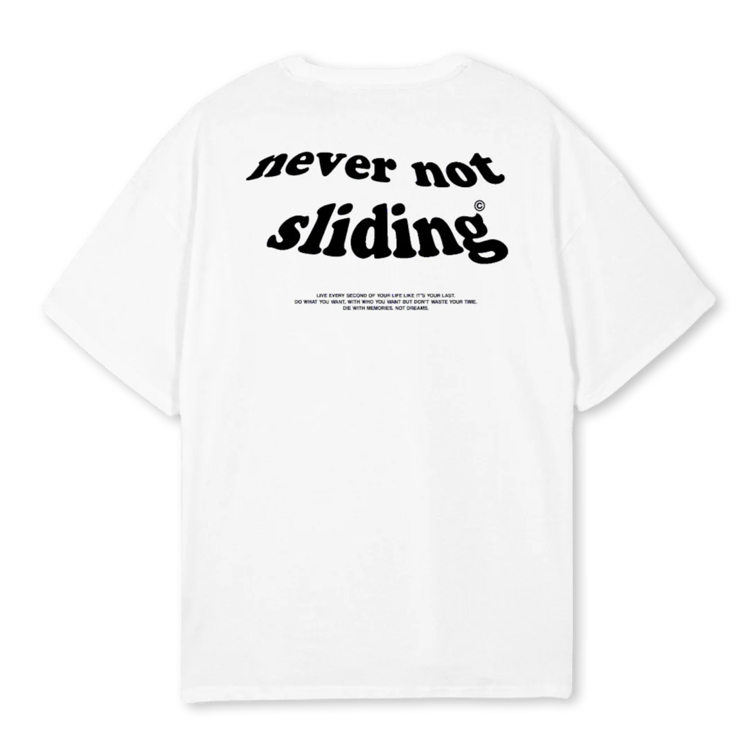 NEVER NOT SLIDING White Oversized Tee. - Image 2