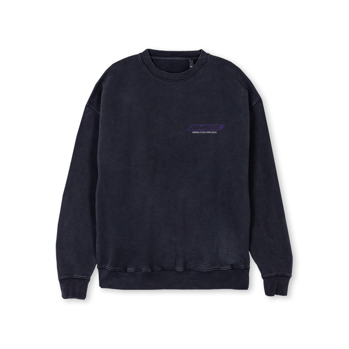 NMBRSREGULARCREWPRPL Vintage Black Regular Crewneck Sweater.