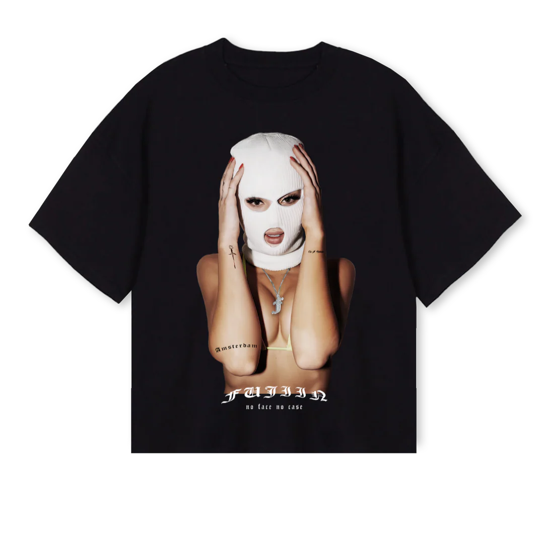 NOFACNOCAS Black Oversized Boxy Tee.