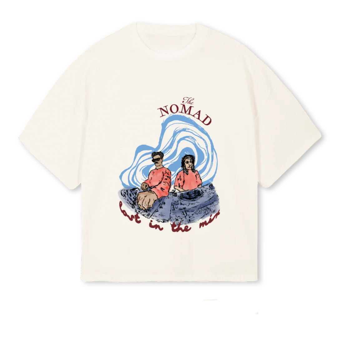 NOMADSUMMERPOPUP Vintage White Oversized Boxy Tee.