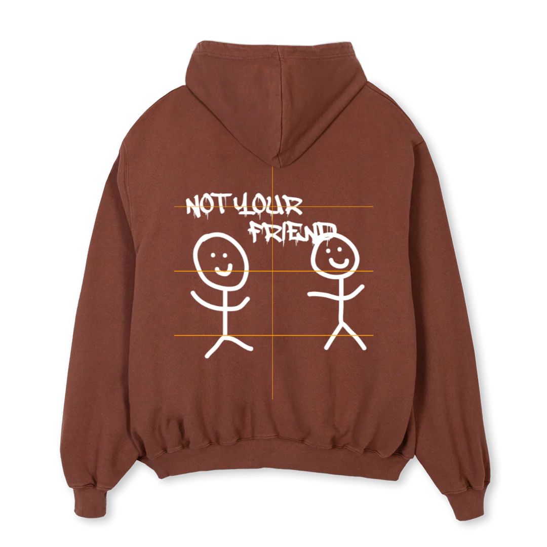 NOT YOUR FRIEND Vintage Brown Oversized Hoodie. - Image 2