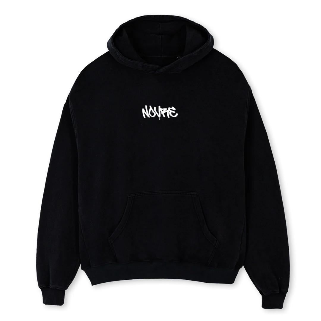 NOVREGRAFITTI Black Oversized Hoodie.