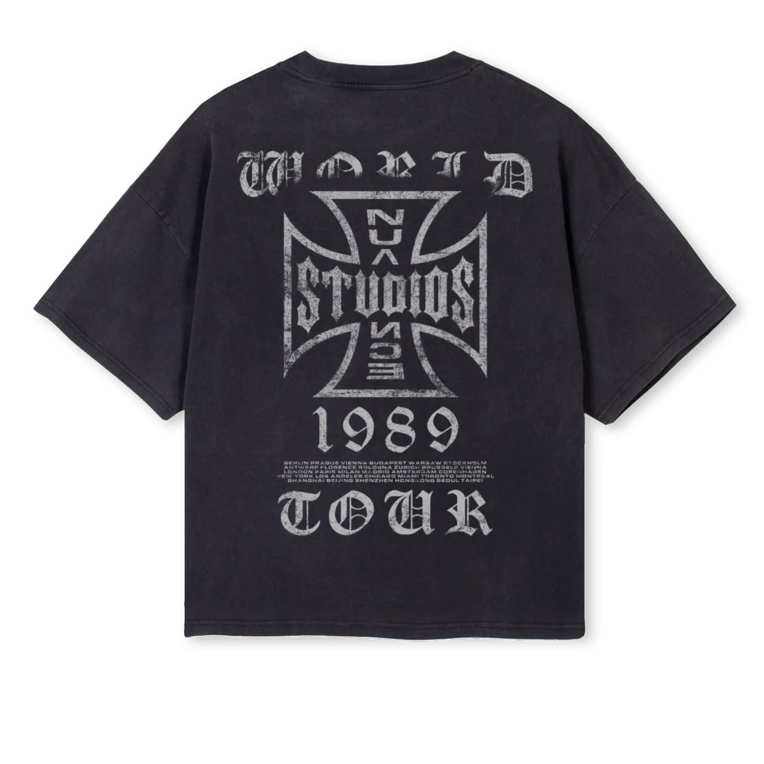 NUANCECROSS Vintage Black Oversized Boxy Tee. - Image 2