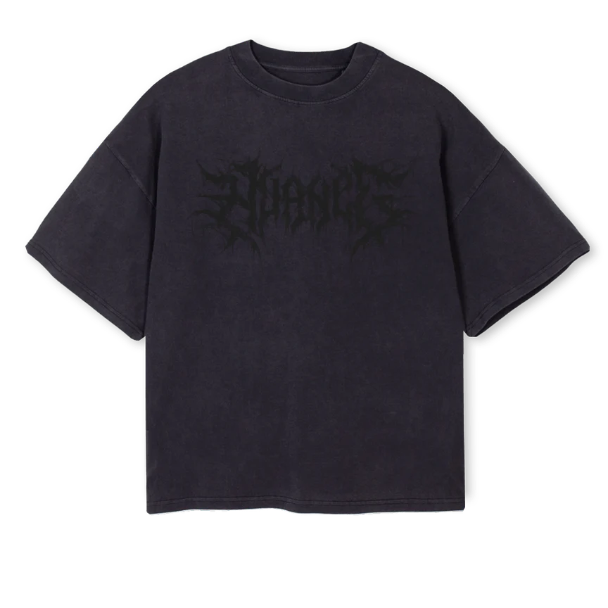 NUANCEMETALTONAL Vintage Black Oversized Boxy Tee.